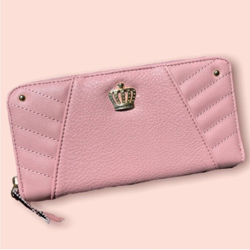 Juicy Couture Royal Race Quilted Wallet Blush Pink Crown